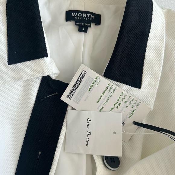 NWT Worth NY, White Black Textured Skirt Suit, Sz: 4 Mod, Retro Aristocrat (b43) - Picture 4 of 10